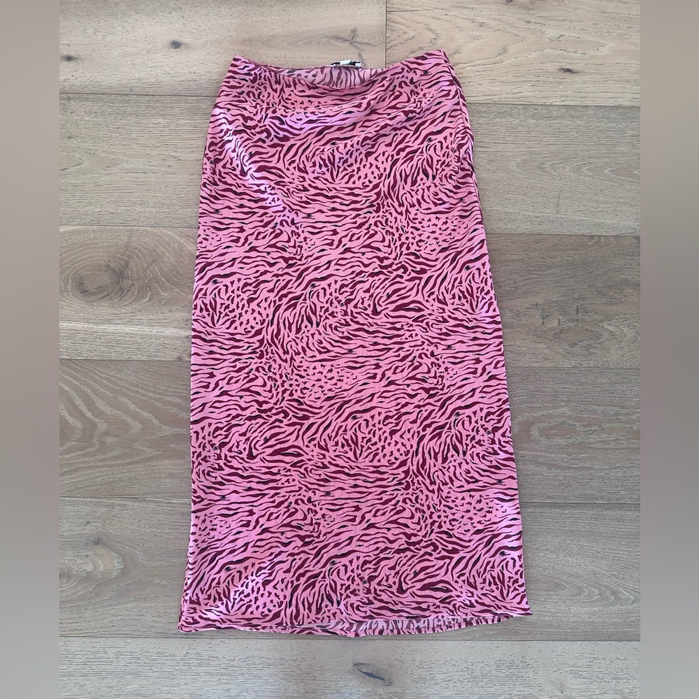 Topshop Pink Zebra Bias Skirt
